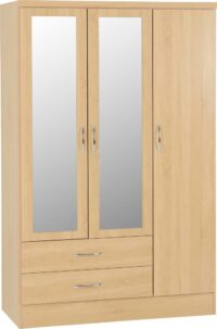 Nevada 3 Door 2 Drawer Mirrored Wardrobe Sonoma Oak Effect-0