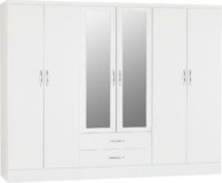 Nevada 6 Door 2 Drawer Mirrored Wardrobe White Gloss-0