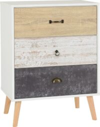 Nordic 3 Drawer Chest White/Distressed Effect-0