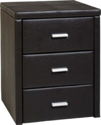 Prado 3 Drawer Bedside Chest Brown Faux Leather-0