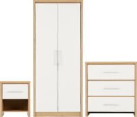 Seville Bedroom Set White High Gloss/Light Oak Effect Veneer-0