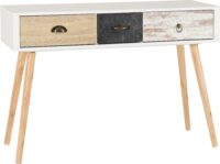 Nordic 3 Drawer Occasional Table White/Distressed Effect-0