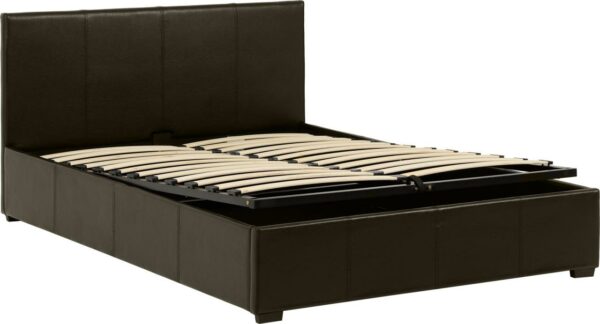 Waverley 4'6" Storage Bed Brown Faux Leather-55857