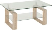 Milan Coffee Table Sonoma Oak Effect Veneer/Clear Glass/Silver-0