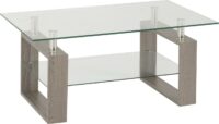 Milan Coffee Table Light Charcoal/Clear Glass/Silver-0