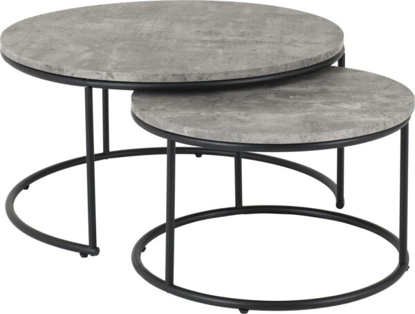 Athens Round Coffee Table Set Concrete Effect/Black-0