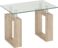 Milan Lamp Table Sonoma Oak Effect Veneer/Clear Glass/Silver-0