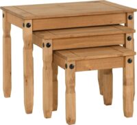 Corona Nest Of Tables Distressed Waxed Pine-0