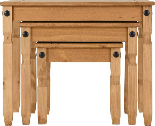 Corona Nest Of Tables Distressed Waxed Pine-55333