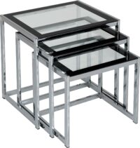 Hanley Nest of Tables Clear Glass/Black Border/Chrome-0