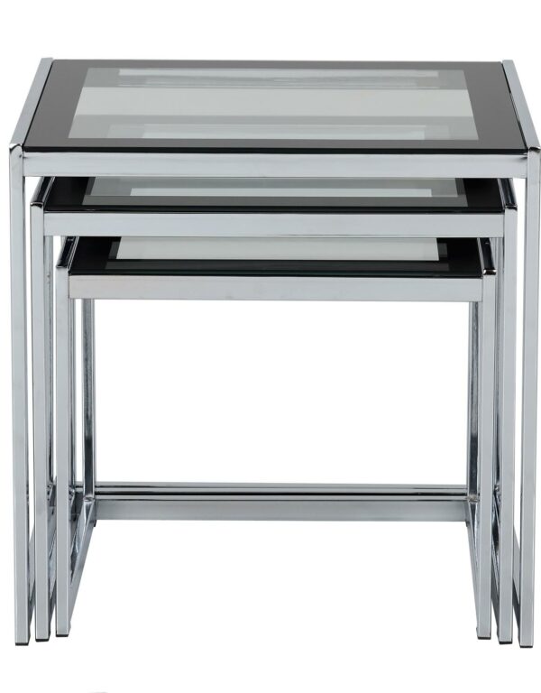 Hanley Nest of Tables Clear Glass/Black Border/Chrome-55330