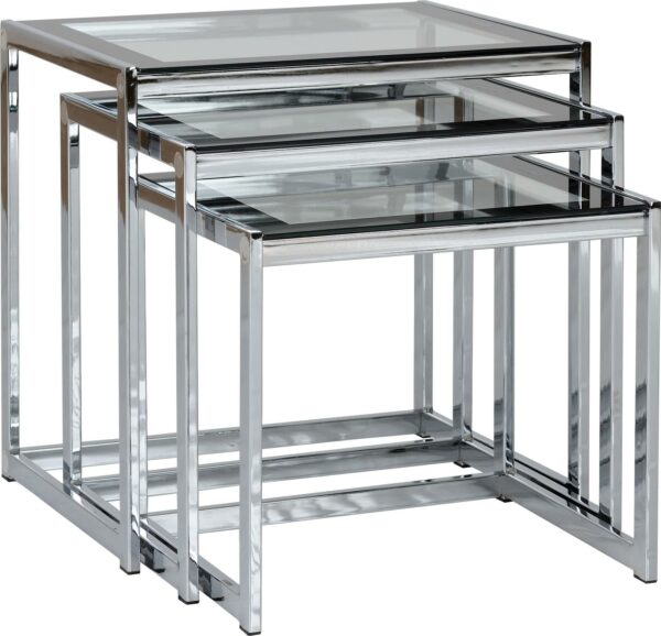Hanley Nest of Tables Clear Glass/Black Border/Chrome-55326
