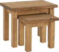 Tortilla Nest of 2 Tables Distressed Waxed Pine-0