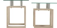 Milan Nest Of Tables Sonoma Oak Effect Veneer/Clear Glass/Silver-55310