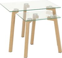 Morton Nest of Tables Clear Glass/Oak Effect Veneer-0