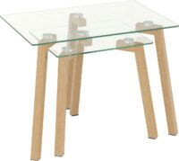 Morton Nest of Tables Clear Glass/Oak Effect Veneer-55297