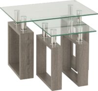 Milan Nest of Tables Light Charcoal/Clear Glass/Silver-55277