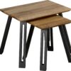 Quebec Straight Edge Nest of Tables Medium Oak Effect/Black-0