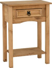 Corona 1 Drawer Console Table with Shelf Distressed Waxed Pine-0