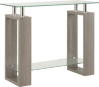 Milan Console Table Light Charcoal/Clear Glass/Silver-0