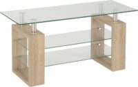 Milan TV Unit Sonoma Oak Effect Veneer/Clear Glass/Silver-0