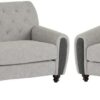 Chester 3+2 Suite Light Grey Fabric-0