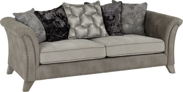 Grace 3 Seater Sofa Silver/Grey Fabric-0