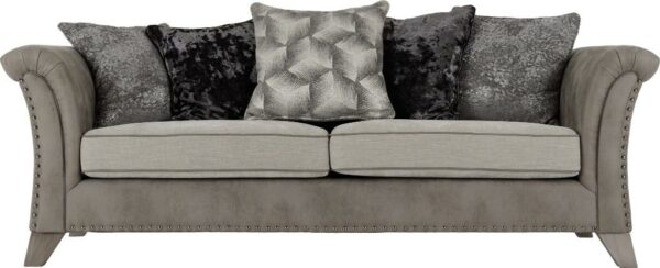 Grace 3 Seater Sofa Silver/Grey Fabric-54874