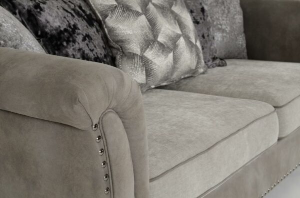 Grace 3 Seater Sofa Silver/Grey Fabric-54877