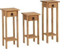 Corona Plant Stands (Set of 3) Distressed Waxed Pine-0