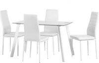 Abbey Dining Set Clear Glass/White/White Faux Leather-0
