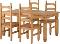 Corona Extending Dining Set (4 Chairs) Distressed Waxed Pine-0