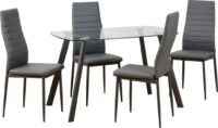 Abbey Dining Set Clear Glass/Grey/Grey Faux Leather-0