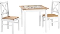 Salvador 1+2 Tile Top Dining Set White/Distressed Waxed Pine-0