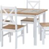 Salvador 1+4 Tile Top Dining Set White/Distressed Waxed Pine-0