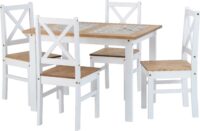 Salvador 1+4 Tile Top Dining Set White/Distressed Waxed Pine-0