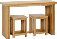 Richmond Foldaway Dining Set (2 Stools) Oak Varnish-0