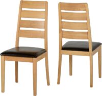 Logan Chair Oak Varnish/Brown Faux Leather-0