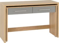 Seville 2 Drawer Slider Desk Grey High Gloss/Light Oak Effect Veneer-0